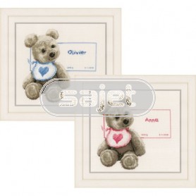 borduurpakket geboorte olivier/anna (incl. blauw/rose garen)