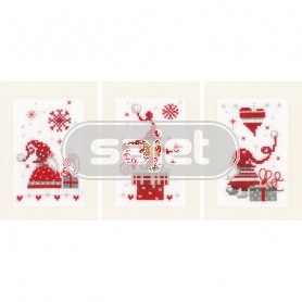 borduurpakket kerstkaart (3 st.) zingende kerstkabouters