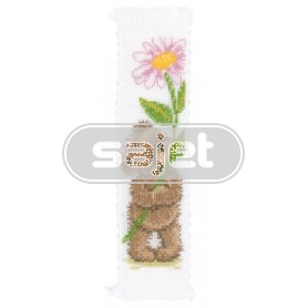 borduurpakket boekenlegger, popcorn bear, bloem voor jou