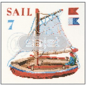borduurpakket zeilboot, rood