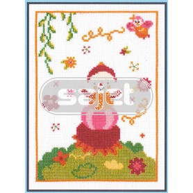 borduurpakket pim-pam-pom, op de zonnebloem