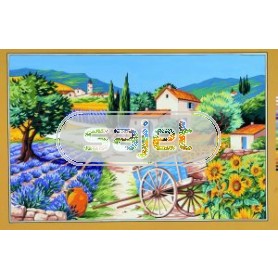 stramien + garenpakket, frans landschap