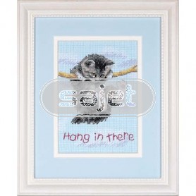 borduurpakket poes hangt aan touw