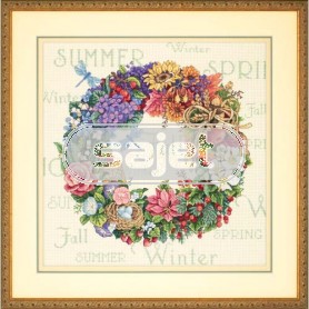 borduurpakket bloemenkrans, vier seizoenen