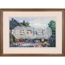 borduurpakket dorpscene in engeland