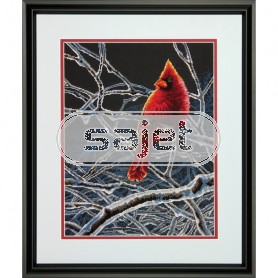 borduurpakket kardinaalvogel in wintersfeer