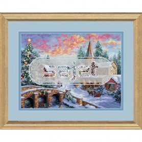 borduurpakket dorp in kerst/wintersfeer