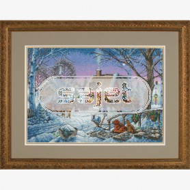 borduurpakket nostalgisch winkelen in wintersfeer