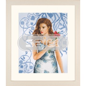 borduurpakket dame in blauw
