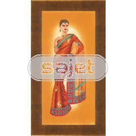 borduurpakket indiase dame in oranje sari