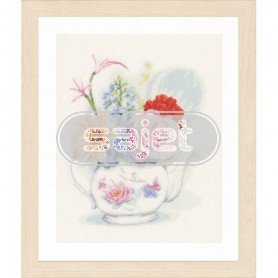 borduurpakket bloemen in theepot