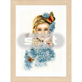 borduurpakket meisje met gele vlinders