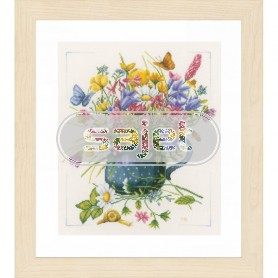 borduurpakket marjolein bastin, veldbloemen in vaas