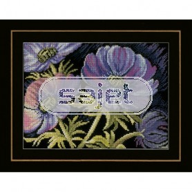 borduurpakket lila bloemen op zwart