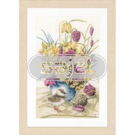 borduurpakket marjolein bastin, bloemen met kievit/ei