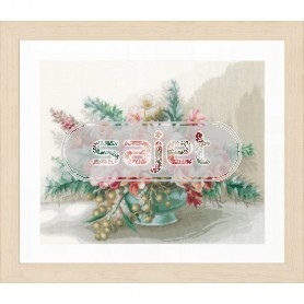 borduurpakket stilleven, bloemen in stenen vaas