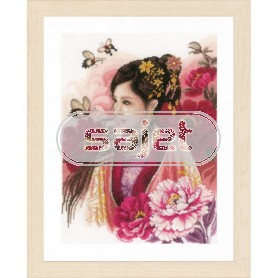 borduurpakket asian lady in pink