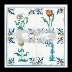borduurpakket tegels, bloemen