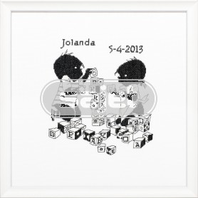 borduurpakket jip en janneke, geboorte, blokken bouwen