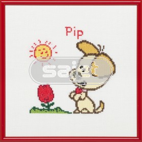 borduurpakket woezel&pip, pip met bloem