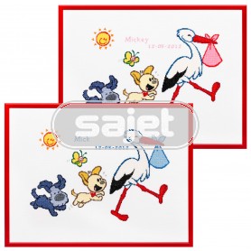 borduurpakket woezel&pip, geb. ooievaar (incl. blauw/rose garen)
