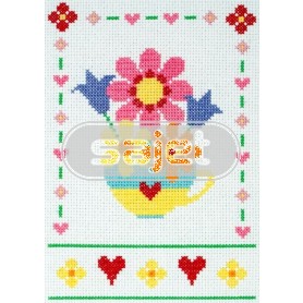 borduurpakket bloemen in vaas