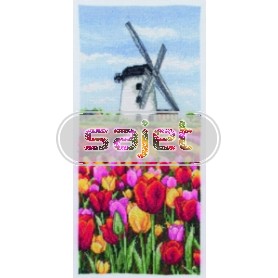borduurpakket hollandse tulpenvelden met molen