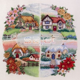 borduurpakket engelse landhuizen, vier seizoenen