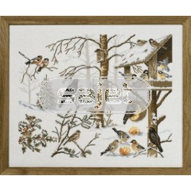 borduurpakket vogelhuisje in wintersfeer