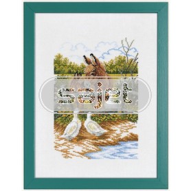 borduurpakket ezel met veulen en ganzen