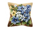 kruissteekkussen blauwe lelies met bloemen