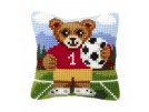 kruissteekwandkleed beertje met voetbal
