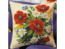 kruissteekkussen klaprozen met bloemen