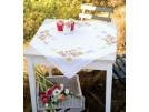 kruissteekdekservet voorjaarsbloemen, wit