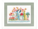borduurpakket stilleven, vazen/bloemen met vogels