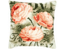 kruissteekkussen love&peace, rozen in knop