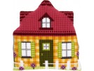 kruissteekkussen huis geel (incl. kussenrug)