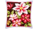 kruissteekkussen rose amaryllis met bloemen