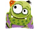 kruissteekkussen monsters, groen monster (incl. kussenrug)