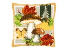 kruissteekkussen herfst, bospaddestoelen
