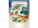borduurpakket taterende uiltjes, toiletdeksel