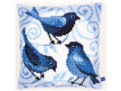 kruissteekkussen blauwe vogels