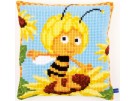 kruissteekkussen maya de bij, maja op zonnebloem