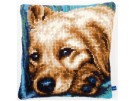 kruissteekkussen luie hond