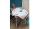 dekservet koolmeesjes met bloemen, wit met aida rand