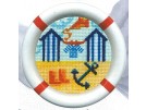 borduurpakket maritiem, strandhuisjes-2 (incl. lijst)