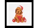 borduurpakket puppy in kerstsfeer