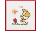 borduurpakket woezel&pip, pip met bloem