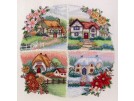 borduurpakket engelse landhuizen, vier seizoenen