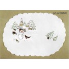 kruis/steelsteekkleedje winterdorp met sneeuwpop, wit
